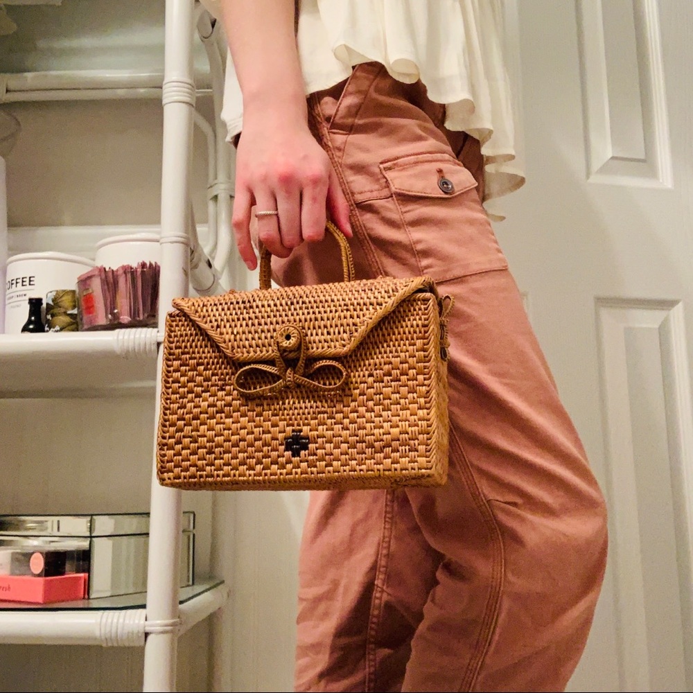 Anthropologie Like New Boho Rattan Wicker Purse